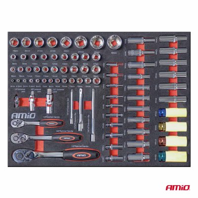 Værktøjsskabe med 258-delt værktøjsæt 840x460x870mm AMIO-04892