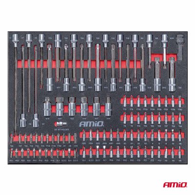 Værktøjsskabe med 258-delt værktøjsæt 840x460x870mm AMIO-04892