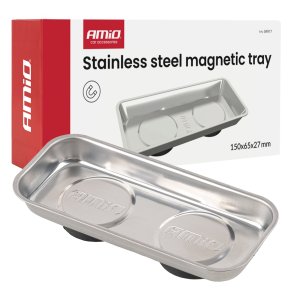 Rustfrit stål magnetisk skål 150x65x27mm AMIO-04917
