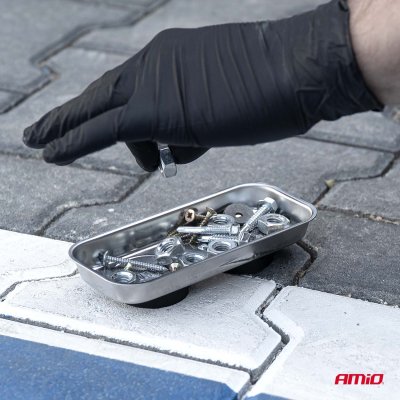 Rustfrit stål magnetisk skål 150x65x27mm AMIO-04917