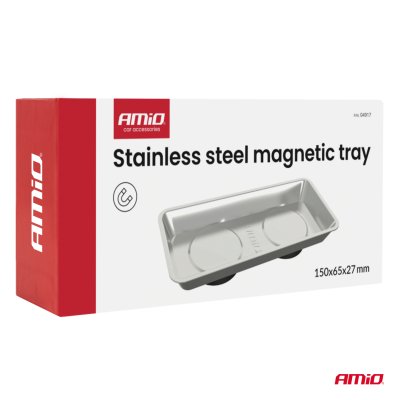 Rustfrit stål magnetisk skål 150x65x27mm AMIO-04917
