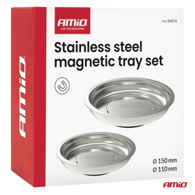 Sæt af magnetiske skåle i rustfrit stål 110mm 150mm AMIO-04916