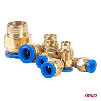 Pneumatisk gevind hurtigkoblingssæt 1 4-16mm 72 stk AMIO-04922