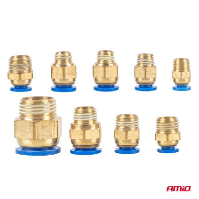Pneumatisk gevind hurtigkoblingssæt 1 4-16mm 72 stk AMIO-04922