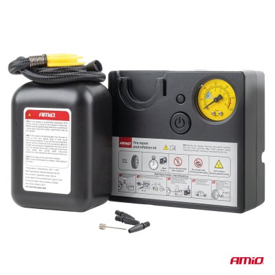 Dækreparations- og oppustningssæt 19 mm cylinderdiameter 12V AMIO-04929
