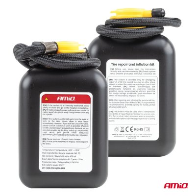 Dækreparations- og oppustningssæt 19 mm cylinderdiameter 12V AMIO-04929