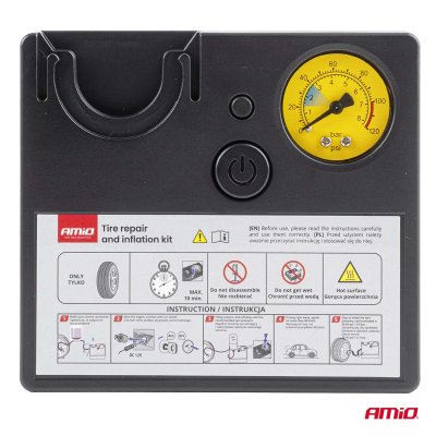 Dækreparations- og oppustningssæt 19 mm cylinderdiameter 12V AMIO-04929