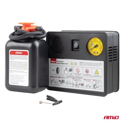 Dækreparations- og oppustningssæt 31 mm cylinderdiameter 12V AMIO-04930