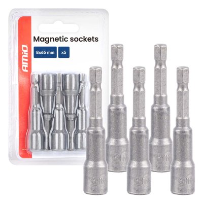 Magnetiske socketter 5el. 8×65mm AMIO-04938