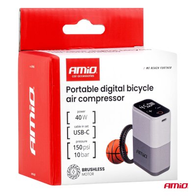 Bærbar digital cykel luftkompressor 40W USB-C AMIO-04946
