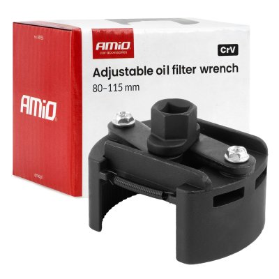 Justerbar oliefilternøgle 80–115 mm CrV AMIO-04955