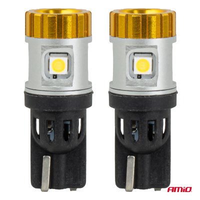 LED pærer CANBUS T10 3030 4SMD + 3020 1SMD Hvid 12/24V AMIO-04990