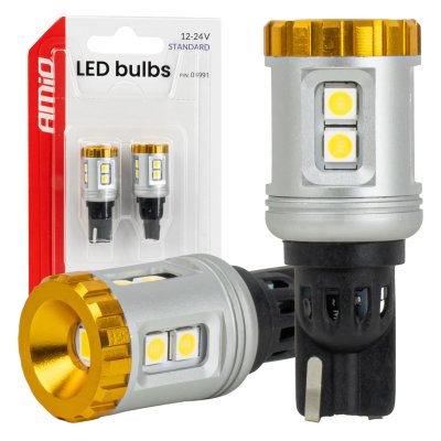LED pærer STANDARD T15 3030 8SMD + 3020 1SMD Hvid 12/24V AMIO-04991