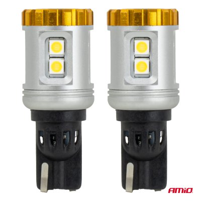 LED pærer STANDARD T15 3030 8SMD + 3020 1SMD Hvid 12/24V AMIO-04991
