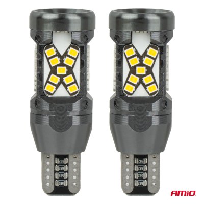 LED pærer CANBUS T15 2016 45SMD Hvid 12/24V AMIO-04992