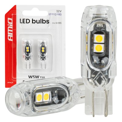 LED pærer STANDARD T10 2835 5SMD Hvid 12V AMIO-04995