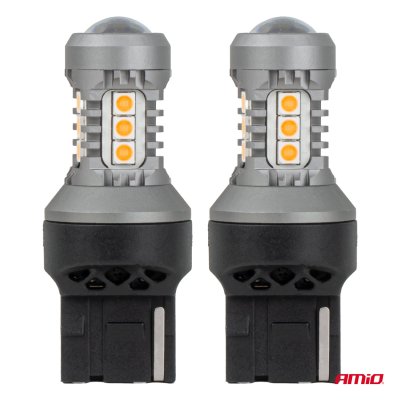 LED pærer STANDARD 7440 WY21W 3030 15SMD Orange 12/24V AMIO-04997