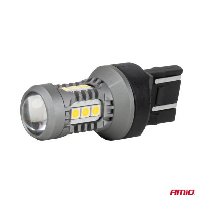 LED pærer STANDARD 7443 W21/5W 3030 15SMD Hvid 12/24V AMIO-04998