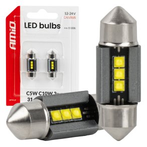 LED-pærer CANBUS 31mm 2525 3SMD Hvid 12/24V AMIO-05006