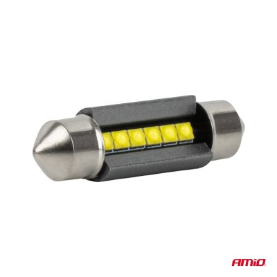 LED pærer CANBUS 39mm 2525 6SMD Hvid 12/24V AMIO-05008