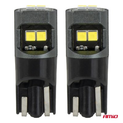 LED pærer CANBUS T10 2020 6SMD Hvid 12/24V AMIO-05010