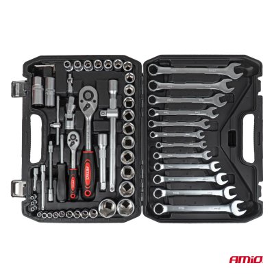 V�rkt�jss�t med skruen�gler og sockets med ratchet 61 el AMIO-05017