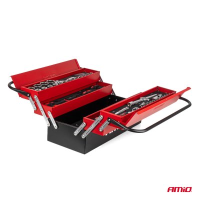 Foldbar v�rkt�jsboks med 86 dele CRV v�rkt�j 460x200x200mm AMIO-04984
