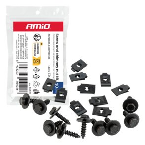 Universal skruer og monteringsclips s�t 18 mm ⌀ 5 mm, 10 s�t AMIO-05028