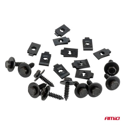 Universal skruer og monteringsclips s�t 18 mm ⌀ 5 mm, 10 s�t AMIO-05028