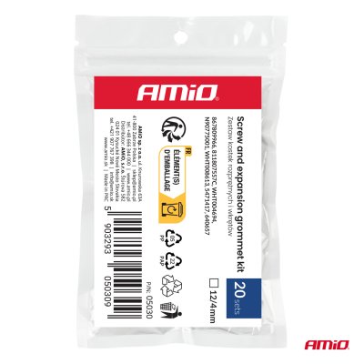 Udbredelsesm�trik og skrues�t ⌀ 12/4 mm, 20 stk. AMIO-05030
