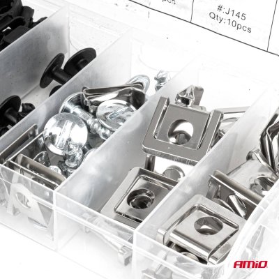 S�t med plast- og metalboldskruer og monteringsklip 16 mm 22 mm, 60 stk. AMIO-05034