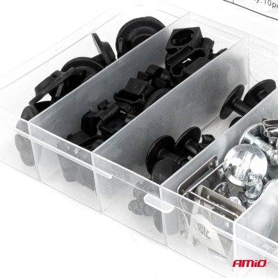 S�t med plast- og metalboldskruer og monteringsklip 16 mm 22 mm, 60 stk. AMIO-05034