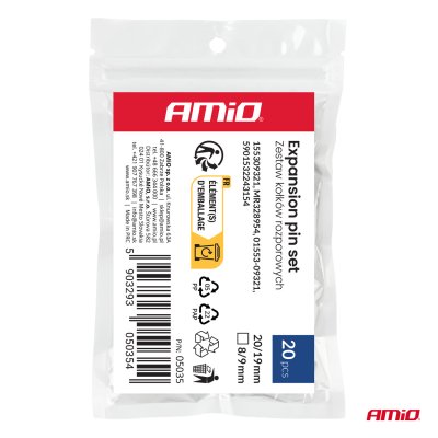 Udvidelsesklemme s�t 20 mm 19 mm 8 mm ⌀ 9 mm, 20 stk. AMIO-05035