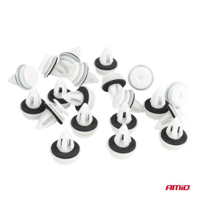 D�r- og bagagerumstrimklips med gummitetning 20 mm, 20 stk. AMIO-05041