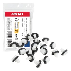 Sidemontageklips s�t med gummit�tning ⌀ 8 mm 17 mm, 20 stk. AMIO-05046