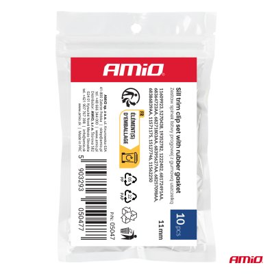 Sill trim klips s�t med gummit�tning 11 mm, 10 stk. AMIO-05047