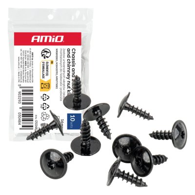 Universal skrue- og monteringsclip s�t til karrosseri og chassis 16 mm ⌀ 5 mm, 10 s�t AMIO-05048