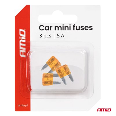 Bilbladssikringer MINI 3 stk 5A AMIO-05096