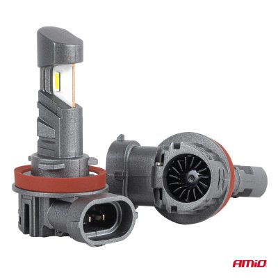 LEDr forlygter med vejgodkendelse R37 E-MARK H11 PnP FAN 18W AMIO-05120