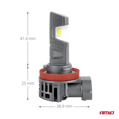 LEDr forlygter med vejgodkendelse R37 E-MARK H11 PnP FAN 18W AMIO-05120