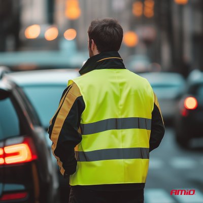 Sikkerhedsvest gul med certifikat AMIO-01734