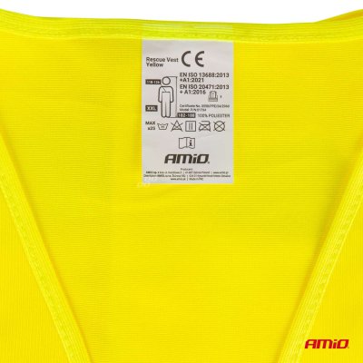 Sikkerhedsvest gul med certifikat AMIO-01734