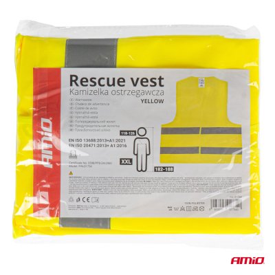 Sikkerhedsvest gul med certifikat AMIO-01734