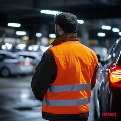 Sikkerhedsvest XL orange med certifikat AMIO-01735