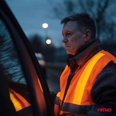 Sikkerhedsvest XL orange med certifikat AMIO-01735
