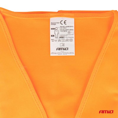 Sikkerhedsvest XL orange med certifikat AMIO-01735