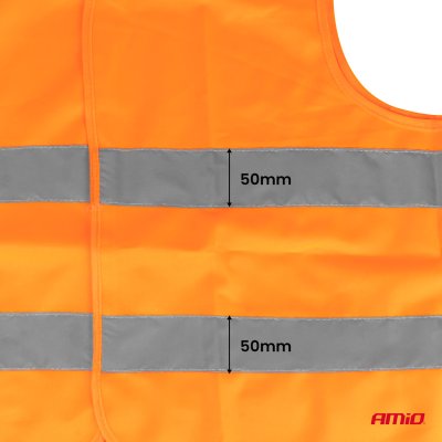 Sikkerhedsvest XL orange med certifikat AMIO-01735