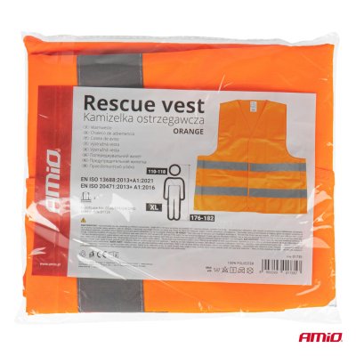 Sikkerhedsvest XL orange med certifikat AMIO-01735