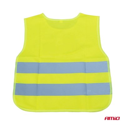 Sikkerhedsvest til børn gul med certifikat AMIO-01737