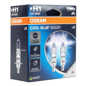 Halogenpære Osram H1 12V 80W P14,5s Cool Blue Boost 5500K / 2 stk